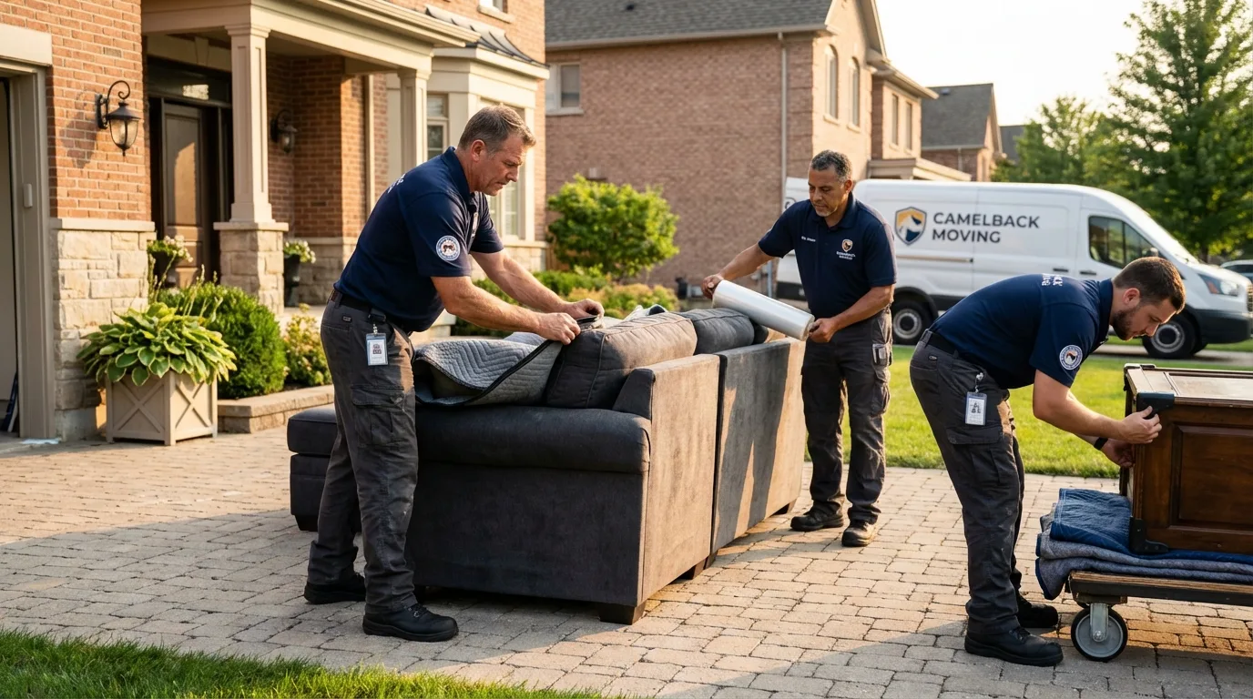 Large estate moving crew wrapping furniture in Dallas, GA