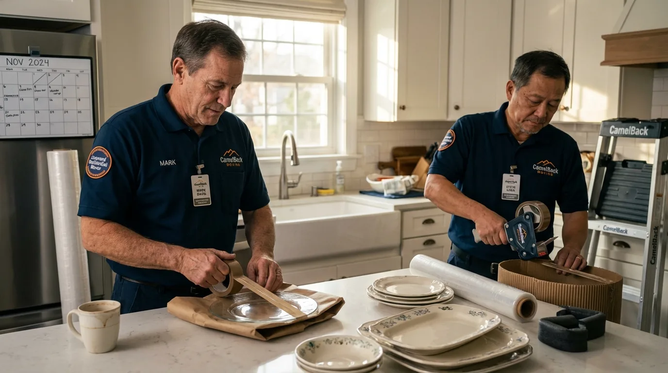 Professional crew packing kitchen dishware in Dallas, GA